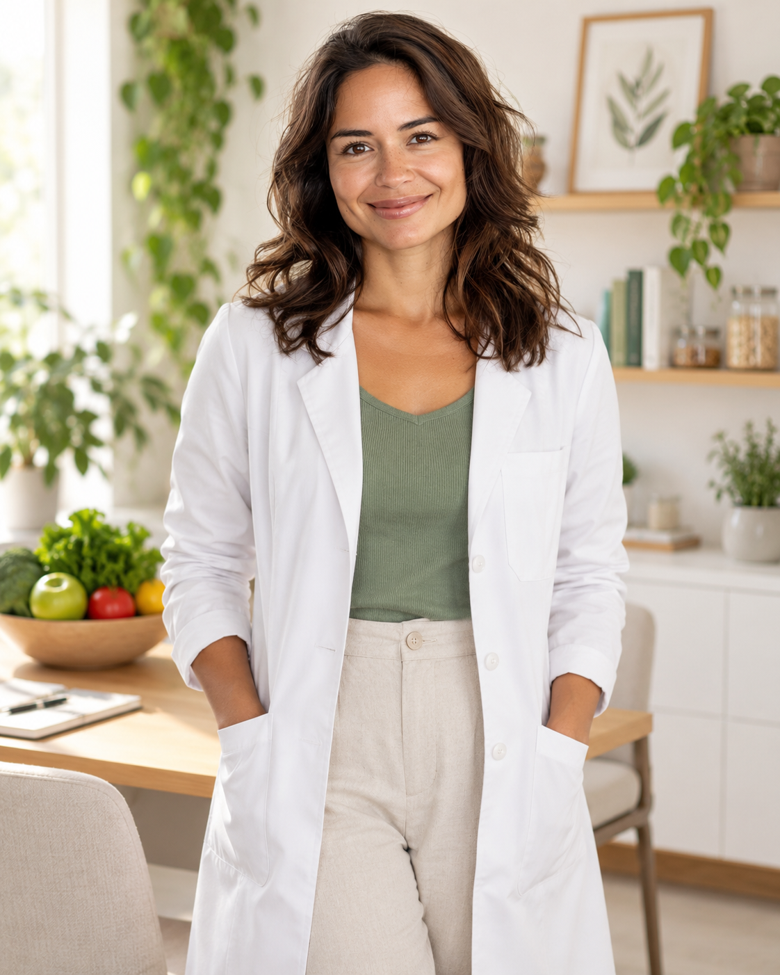 Dra. Maria Mello, nutricionista, em seu consultório